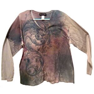 Appropriate Behavior Long Sleeve Silk Screened Women's Top Size 3X